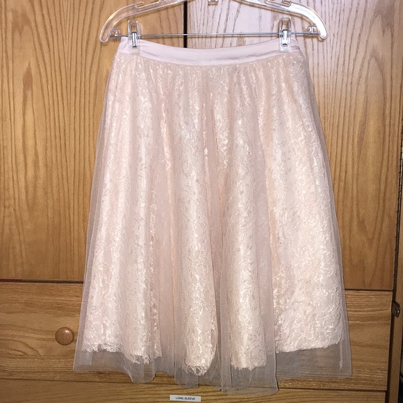 Forever 21 Dresses & Skirts - Light Pink Lace and tulle Midi Skirt